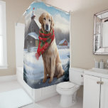 Golden Retriever Dog in Snow Christmas<br><div class="desc">Amidst a winter wonderland,  a playful dog enjoys a snowy Christmas morning,  leaving adorable paw prints in the glistening snow. Their joy and curiosity add warmth to the enchanting holiday scene,  making it truly magical.</div>