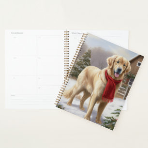 Golden Retriever Dog in Snow Christmas  Planner