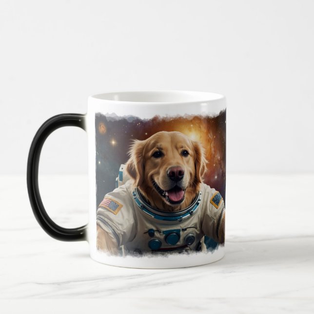 Golden Retriever Dog in Space Magic Mug (Left)