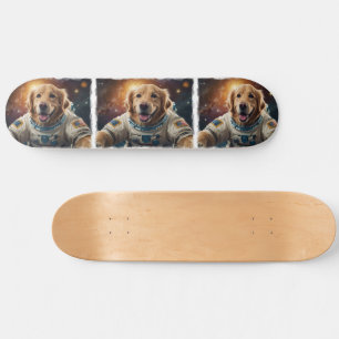 Golden Retriever Dog in Space Skateboard