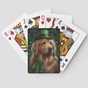 Golden Retriever Dog in St. Patrick's Day Playing Cards