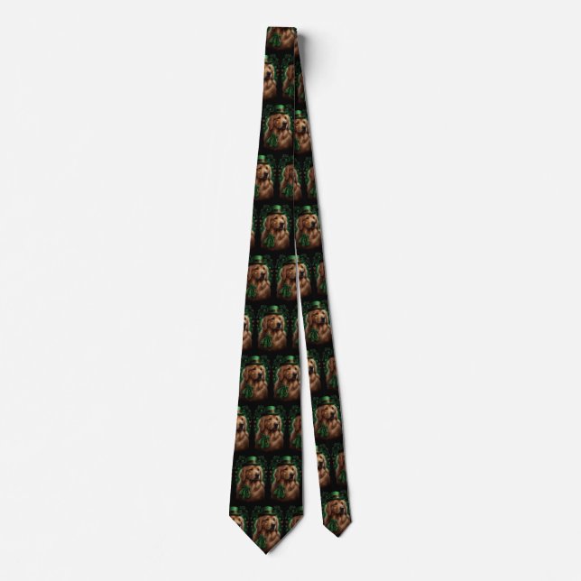 Golden Retriever Dog in St. Patrick's Day Tie (Front)