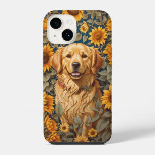 Golden Retriever Dog In Sunflower Field iPhone 14 Case