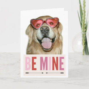 Golden Retriever Dog in Valentines Day Glasses Holiday Card