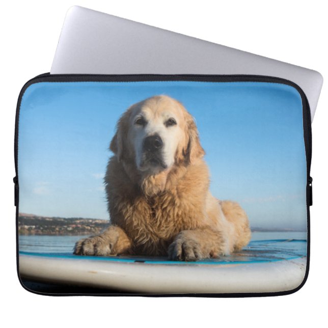 Golden Retriever Dog  Laying On A Paddle Board Laptop Sleeve (Front)