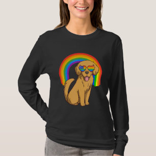 Golden Retriever Dog Lgbt Rainbow Usa Us Flag Meri T-Shirt