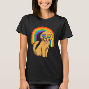 Golden Retriever Dog Lgbt Rainbow Usa Us Flag Meri T-Shirt