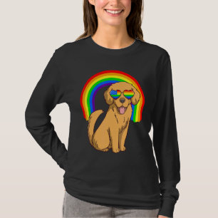 Golden Retriever Dog Lgbt Rainbow Usa Us Flag Meri T-Shirt
