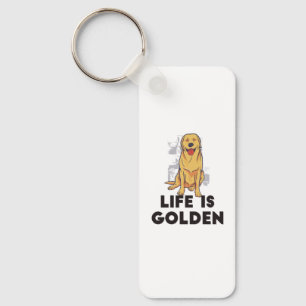 Golden Retriever Dog - Life Is Golden Keychain