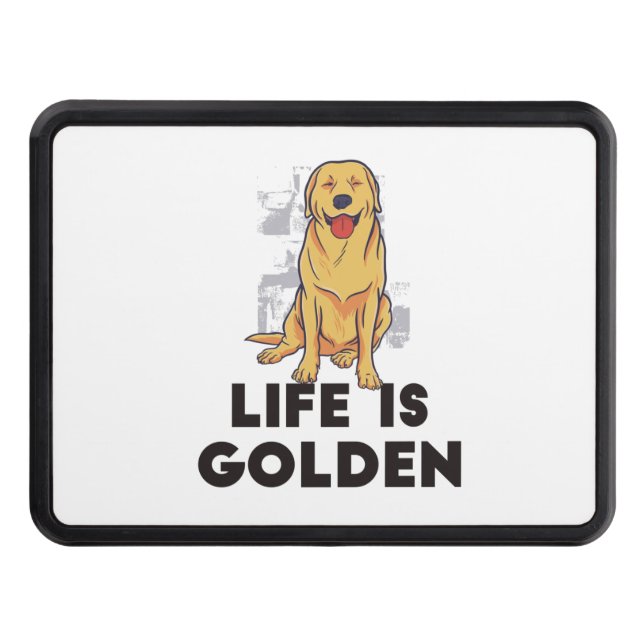Golden Retriever Dog - Life Is Golden Trailer Hitch Cover (Front)
