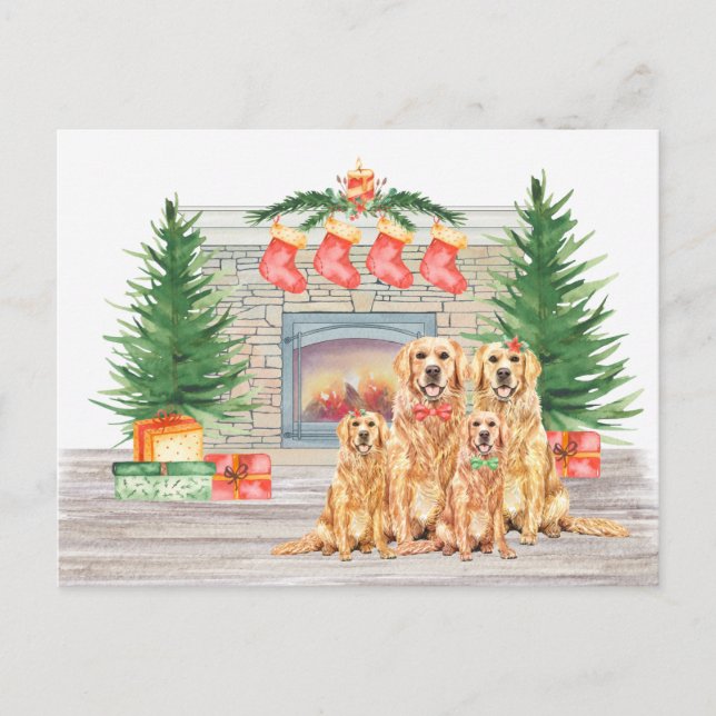 Golden Retriever Dog Lover Christmas Holiday Postcard (Front)