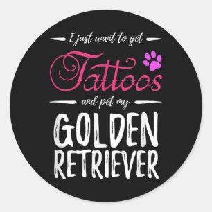 Golden Retriever Dog Lover Tattoo Shirt Funny Dog Classic Round Sticker