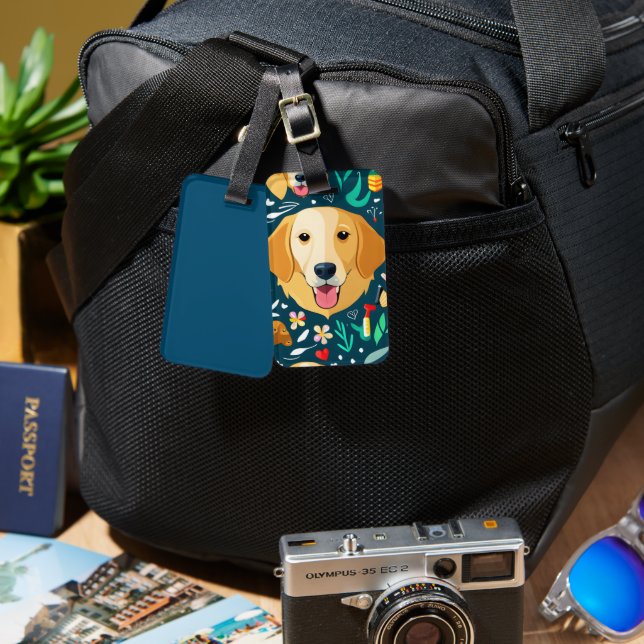 Golden Retriever Dog Luggage Tag (Front & Back)