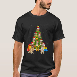 Golden Retriever Dog  Matching Santa Christmas Tre T-Shirt