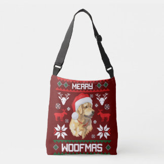 Golden Retriever Dog Merry Woofmas Christmas Sweat Crossbody Bag