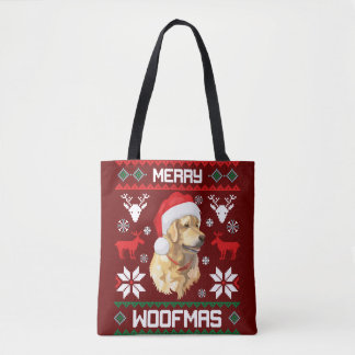 Golden Retriever Dog Merry Woofmas Christmas Sweat Tote Bag