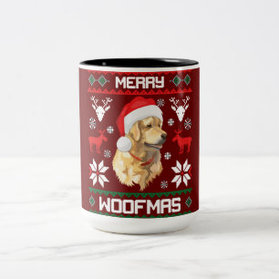 Golden Retriever Dog Merry Woofmas Christmas Sweat Two-Tone Coffee Mug