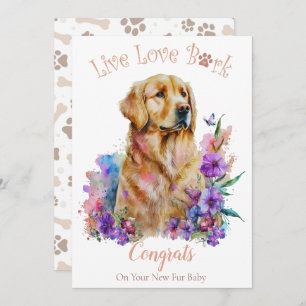 Golden Retriever Dog Mom Floral Adoption Card