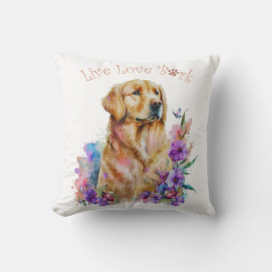 Golden Retriever Dog Mom Floral Throw Pillow