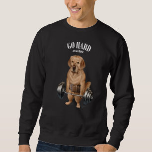 Golden Retriever Dog Muscle Training With Barbell  Sweatshirt