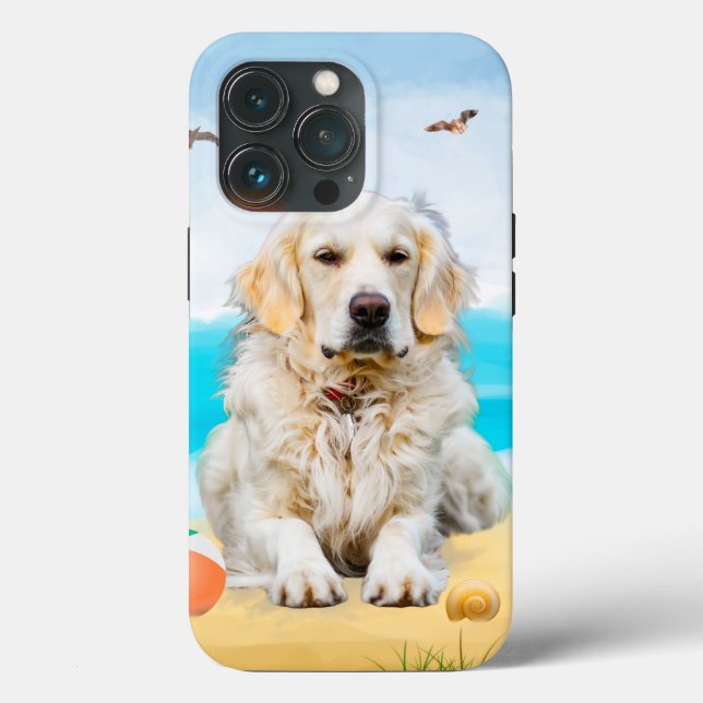 Golden Retriever Dog on Beach Case-Mate iPhone Case (Back)