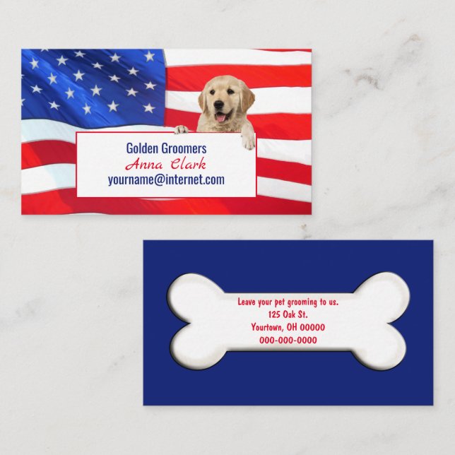 Golden Retriever dog on flag Business Card (Front/Back)