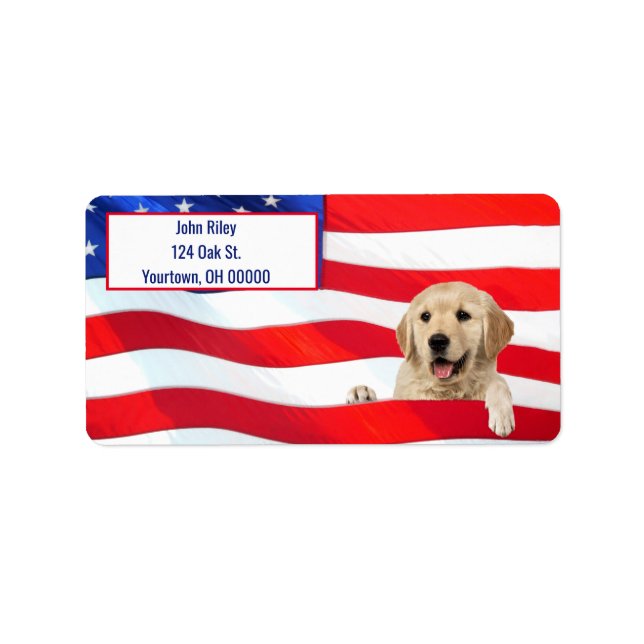 Golden Retriever dog on flag Label (Front)
