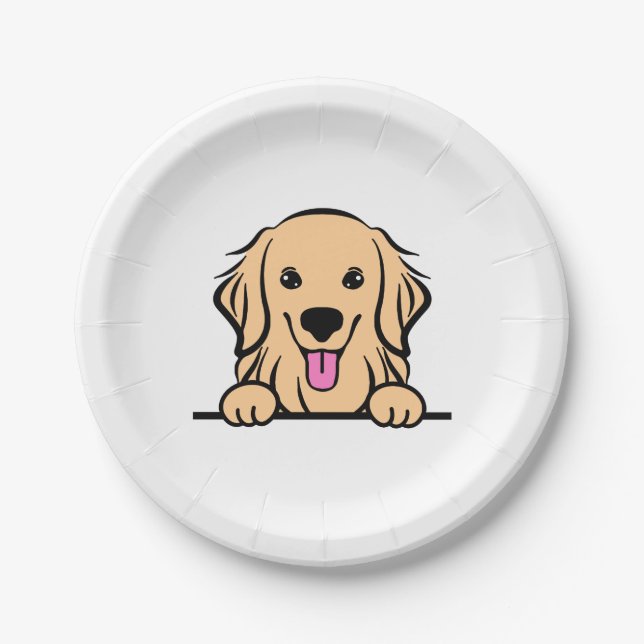 Golden Retriever Dog Paper Plate (Front)