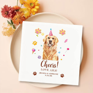 Golden Retriever Dog Personalized Cheers Napkin