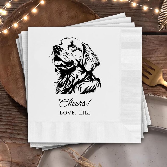 Golden Retriever Dog Personalized Cheers Napkin (Creator Uploaded)