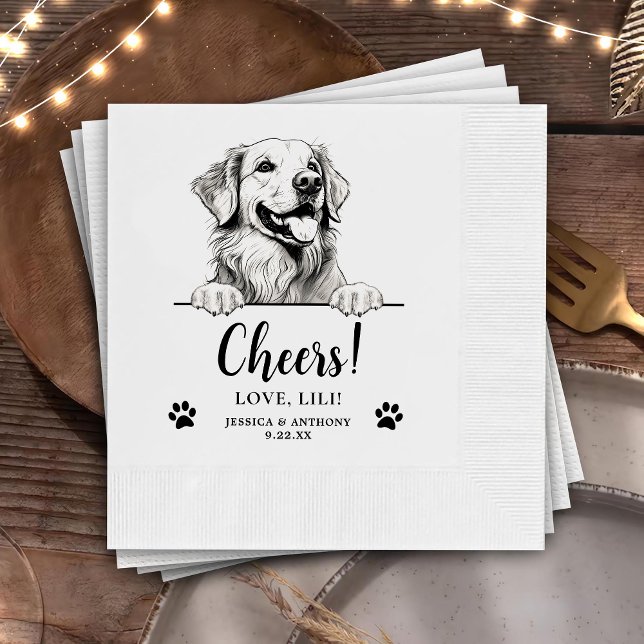 Golden Retriever Dog Personalized Cheers Napkin (Creator Uploaded)