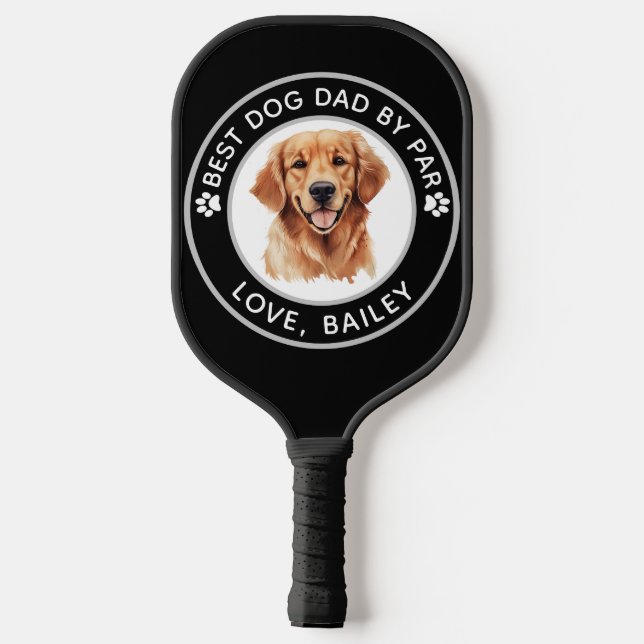 Golden Retriever Dog Personalized Drawing Pickleball Paddle (Back)