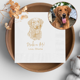 Golden Retriever Dog Personalized Drink On Me Napkin