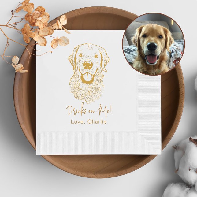 Golden Retriever Dog Personalized Drink On Me Napkin (Creator Uploaded)