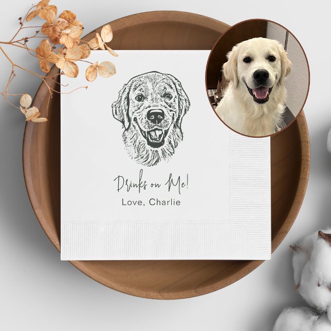 Golden Retriever Dog Personalized Drink On Me Napkin (Creator Uploaded)