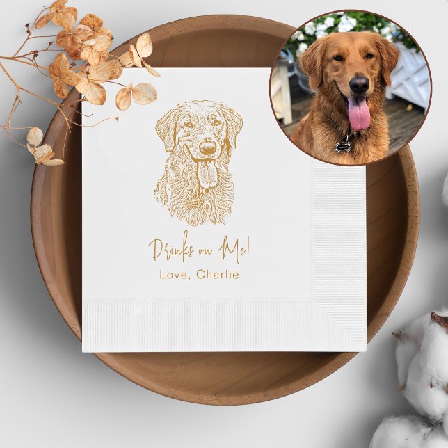 Golden Retriever Dog Personalized Drink On Me Napkin (Creator Uploaded)
