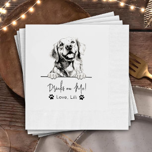 Golden Retriever Dog Personalized Drinks On Me Napkin