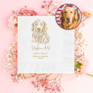 Golden Retriever Dog Personalized Drinks on Me Napkin