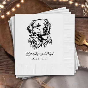 Golden Retriever Dog Personalized Drinks On Me Napkin