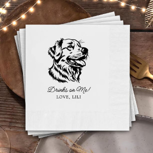 Golden Retriever Dog Personalized Drinks On Me Napkin