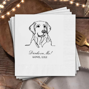 Golden Retriever Dog Personalized Drinks On Me Napkin
