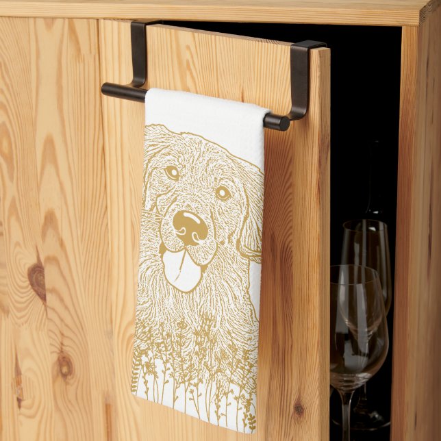Golden Retriever Dog Personalized Hand Drawing Kitchen Towel (Thirds Fold)
