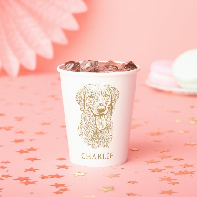 Golden Retriever Dog Personalized Hand Drawing Pap Paper Cups (Insitu)