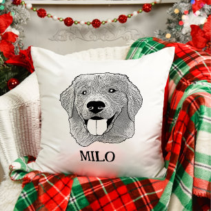 Golden Retriever Dog Personalized Hand Drawing Throw Pillow