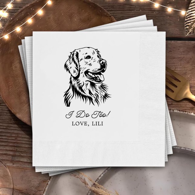 Golden Retriever Dog Personalized I Do Too Napkin (Creator Uploaded)