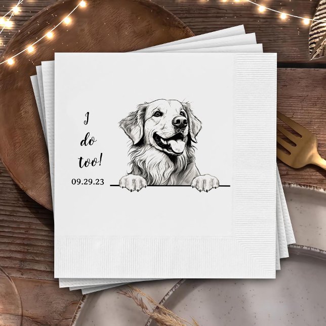Golden Retriever Dog Personalized I Do Too Napkin (Creator Uploaded)