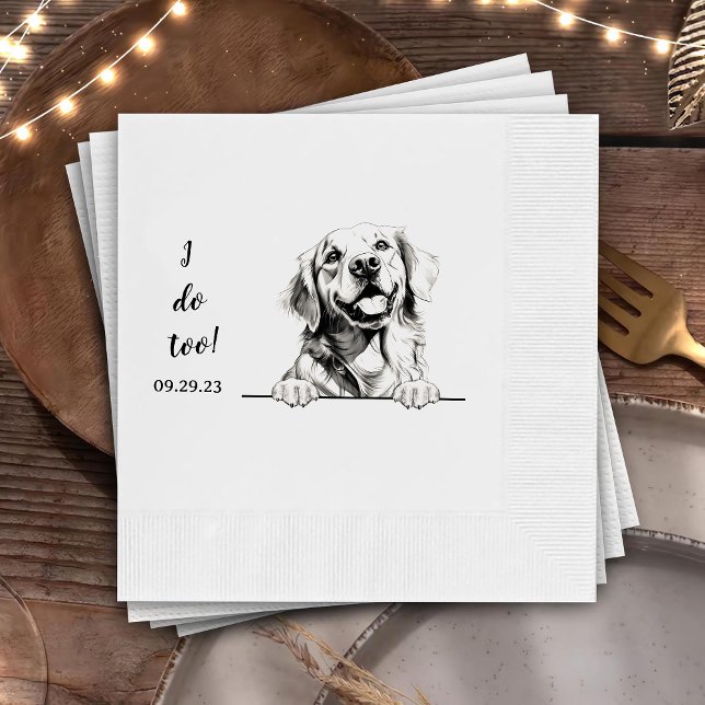 Golden Retriever Dog Personalized I Do Too Napkin (Creator Uploaded)