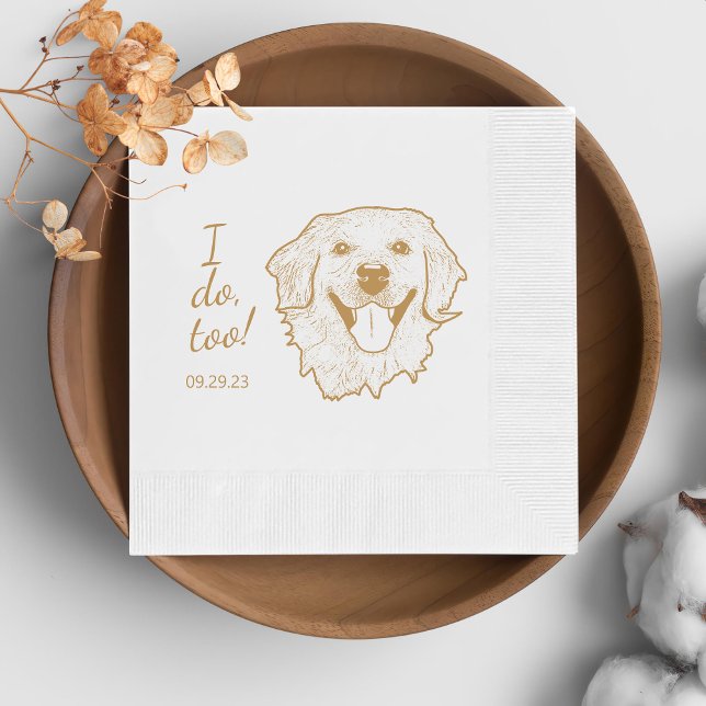 Golden Retriever Dog Personalized I Doo Too Napkin (Creator Uploaded)