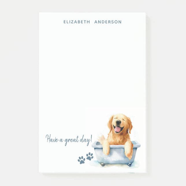 Golden Retriever Dog Personalized Post-it Notes (Front)