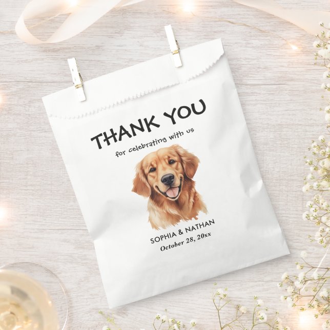 Golden Retriever Dog Personalized Thank You Favour Bag (Clipped)